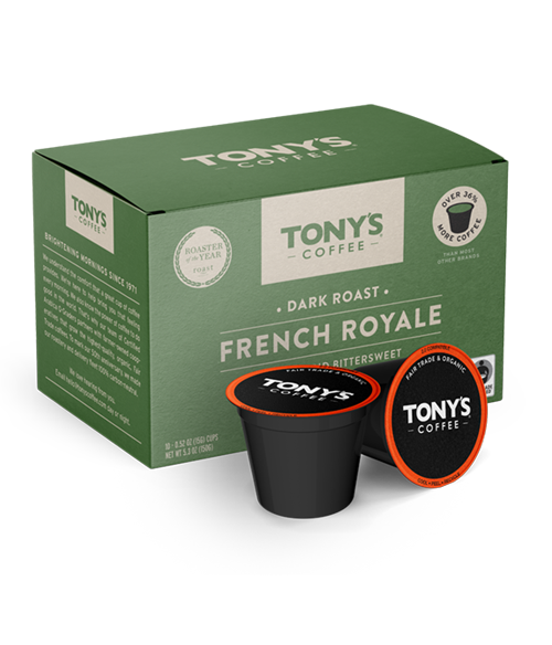 Box of French Royale pods with two pods in front