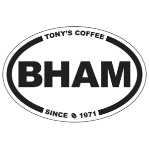 Tony's black and white B-ham oval sticker