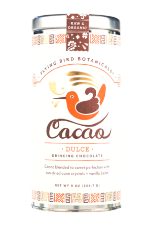 Tin of Flying Bird Botanicals Cacao Dulce Drinking Chocolate